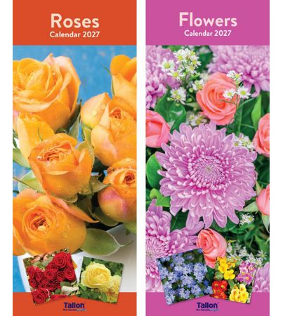 24x 2027 Super Slim Calendar - Flowers And Roses