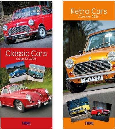24x 2026 Super Slim Calendar - Classic And Retro Cars 