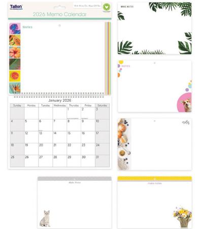 12x 2026 Assorted Photo Memo Calendar With Pen