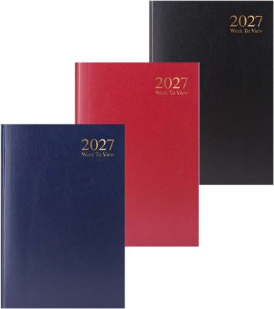 A5 Week To View Casebound 2027 Diary, Assorted Colours Picked Art Random