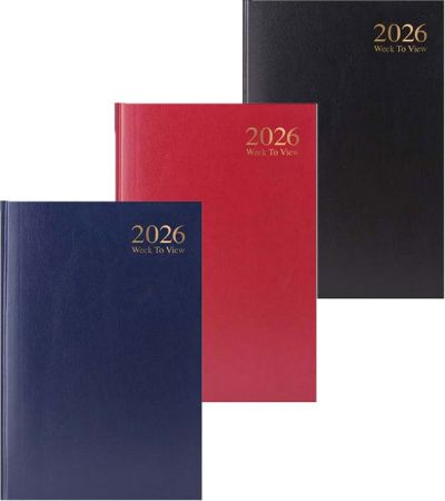 A5 Week To View Casebound 2026 Diary, Assorted Colours Picked Art Random