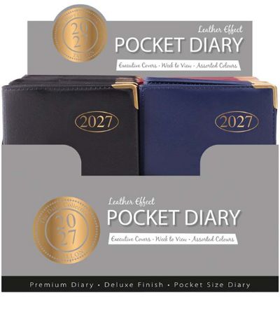30 x PVC Pocket Gilt Corner Diary 2027
