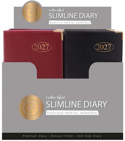 30 x Slim PVC Gilt Corner Diary 2027