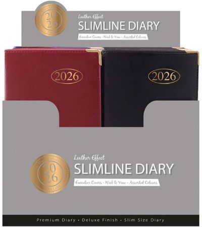 30 x Slim PVC Gilt Corner Diary 2026
